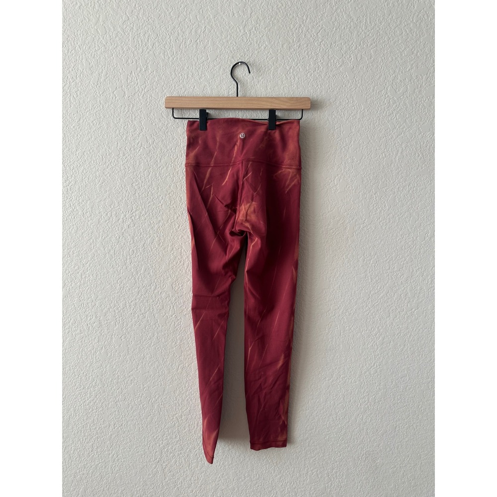 Lululemon Wunder Train Leggings High Rise Red Copper Diamond Dye Size 4 Yoga Gym - Picture 3 of 4